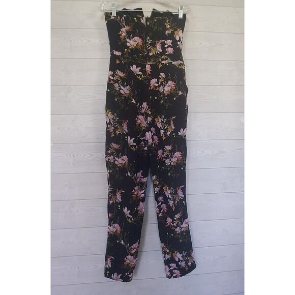 Miss Selfridge black floral jumpsuit romper size 6 strapless - Picture 2 of 11